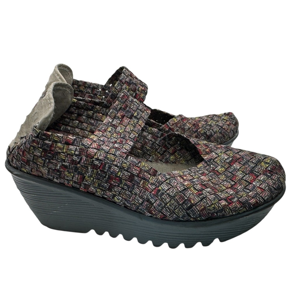 Bernie Mev Lulia Multi Color Woven Wedge Mary Jane Shoes Womens 36